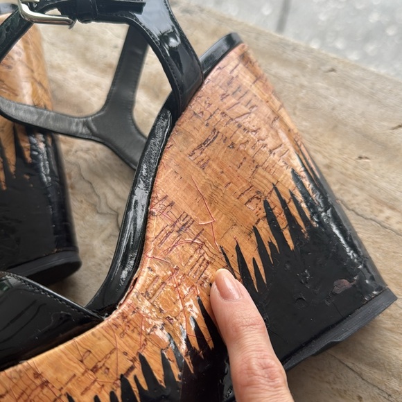 Stuart Weitzman Flame heel design black wedges - Picture 12 of 13